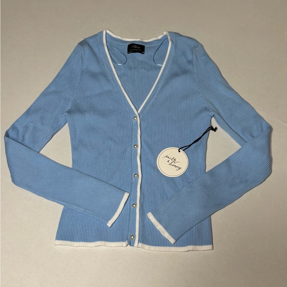 Milk & Honey Coquette Ribbed Knit Cardigan